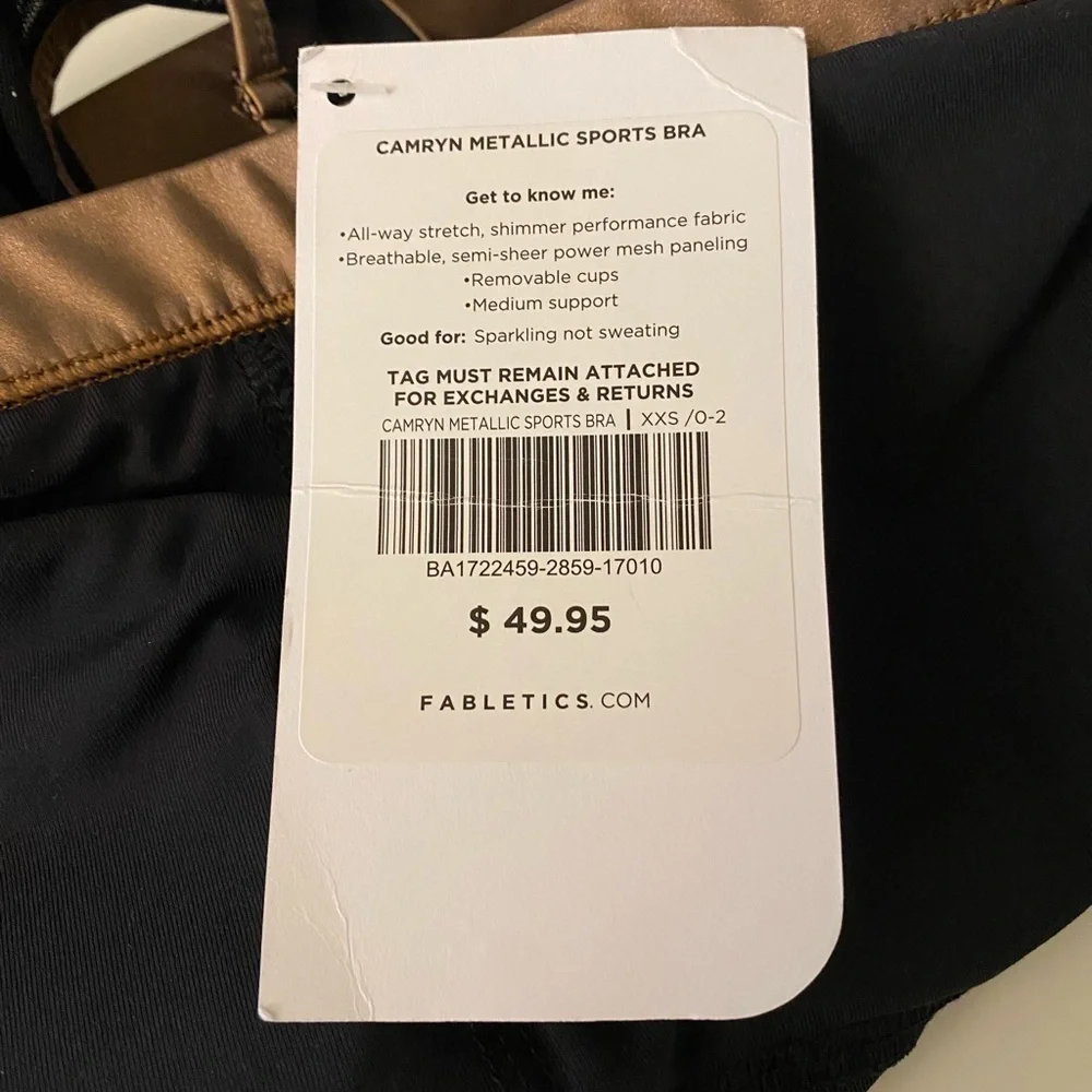 Fabletics Camryn Metallic Sports Bra Size XXS NWT - Picture 8 of 10